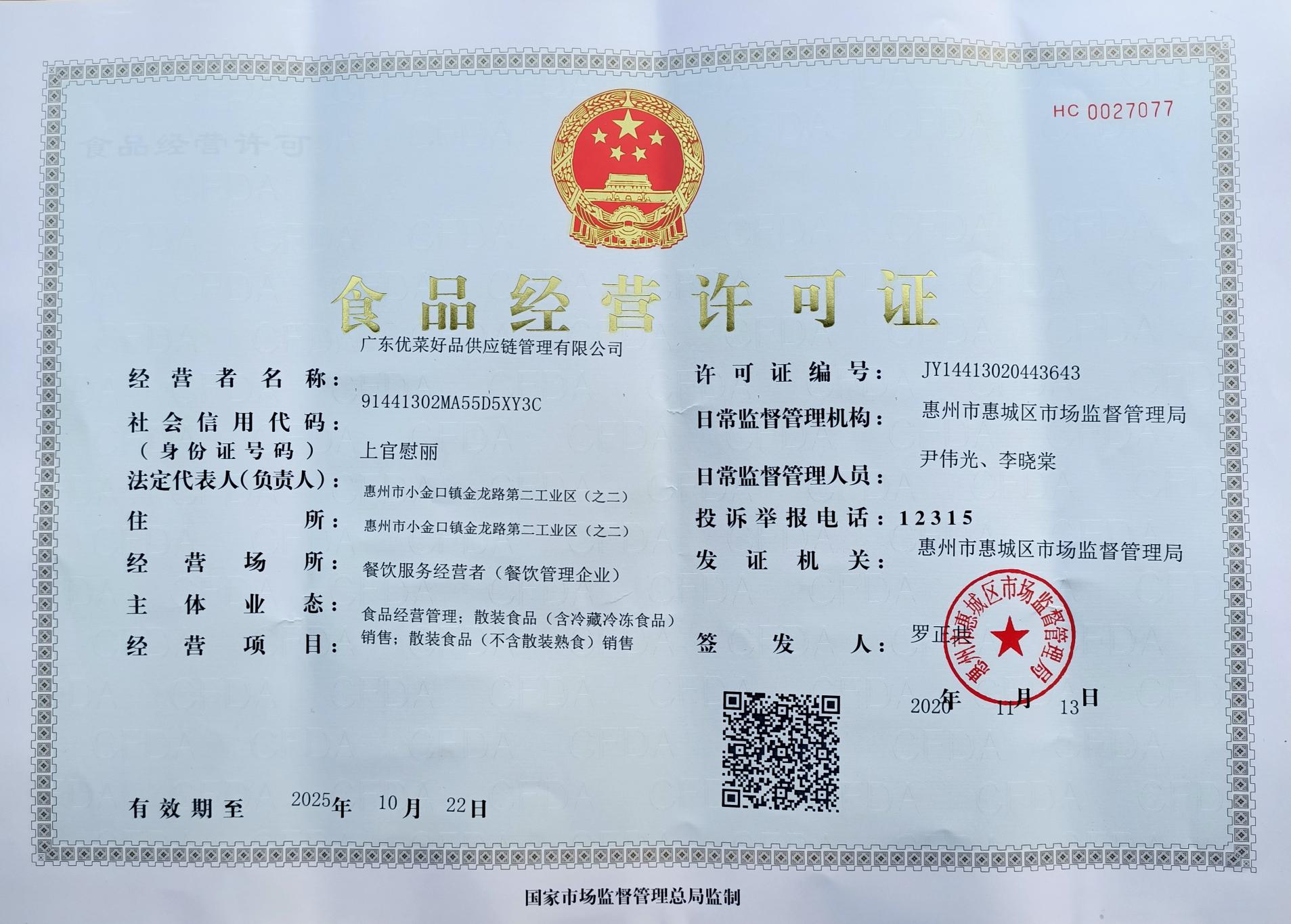 食品经营许可证